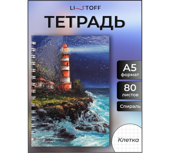 Бизнес-тетрадь listoff А5, 80 листов, в клетку, на евроспирали ТС5805226