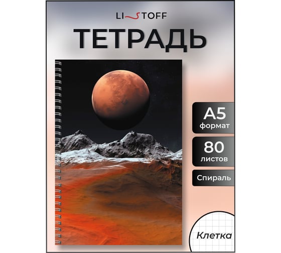 Бизнес-тетрадь listoff А5, 80 листов, в клетку, на евроспирали ТС5805223