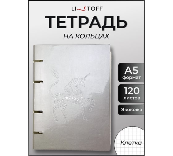 Бизнес-тетрадь listoff А5, 120 листов, в клетку, на кольцах ПБИФ1204915