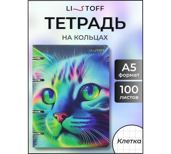 Бизнес-тетрадь listoff А5, 100 листов, в клетку, на кольцах ТК1005211