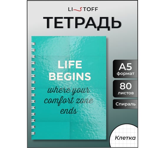 Бизнес-тетрадь listoff А5, 80 листов, в клетку, на евроспирали ТС5805225