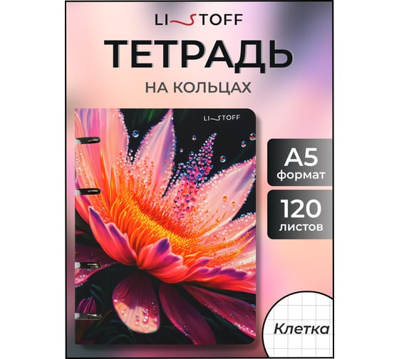 Бизнес-тетрадь listoff А5, 120 листов, в клетку, на кольцах ТК1205414