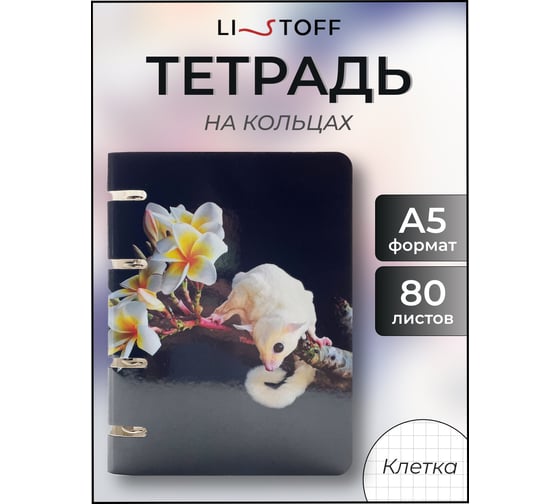 Бизнес-тетрадь listoff А5, 80 листов, в клетку, на кольцах ТК805197