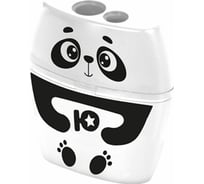 Точилка с контейнером для простых и утолщенных карандашей ЮНЛАНДИЯ ПАНДА, 2 отверстия 272507