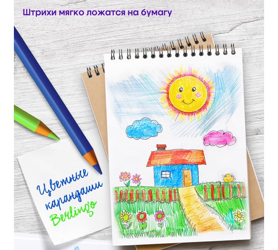 Пластиковые цветные карандаши BERLINGO Цирк 24 цвета, заточенные, картонная коробка CP_04824