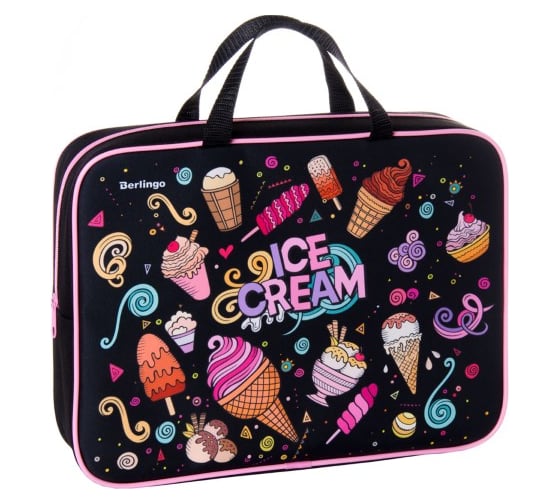 Папка BERLINGO Ice-cream с ручками 1 отделение, А4, 350х265х80 мм, текстиль, на молнии FB70023 1