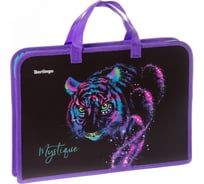 Папка BERLINGO Neon tiger с ручками 1 отделение, А4, 340х245х40 мм, пластик, на молнии PTA44023