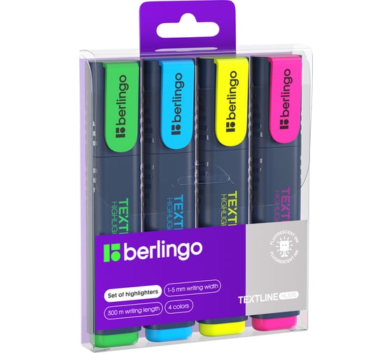 Набор текстовыделителей BERLINGO Textline HL500 4 цвета, 1-5 мм T7020