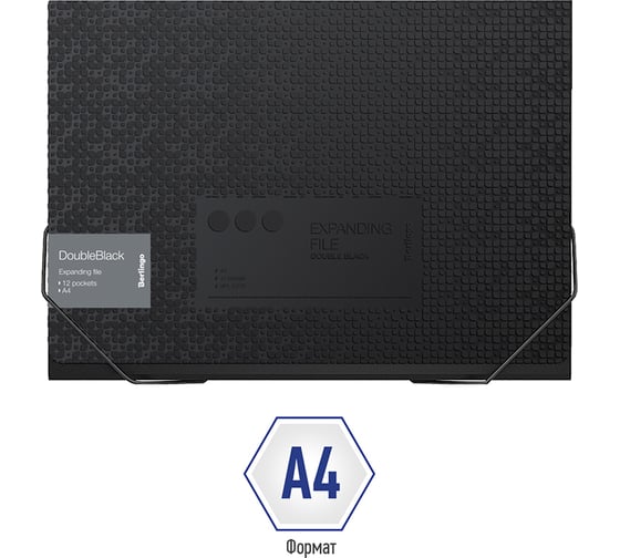 Папка BERLINGO DoubleBlack 12 отделений A4, 330х240х25 мм, 700 мкм, черная, c рисунком XF4_12701