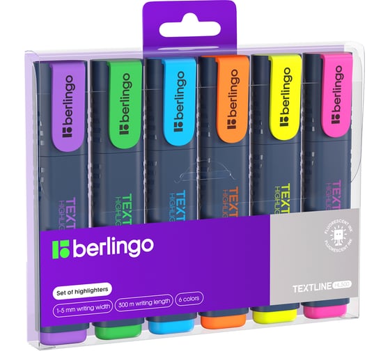 Набор текстовыделителей BERLINGO Textline HL500 6 цветов, 1-5 мм T7030