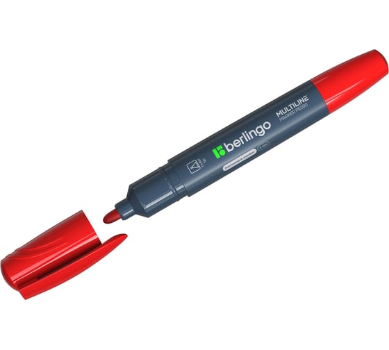 Перманентный маркер BERLINGO Multiline PE200 красный, пулевидный, 2 мм PM6102