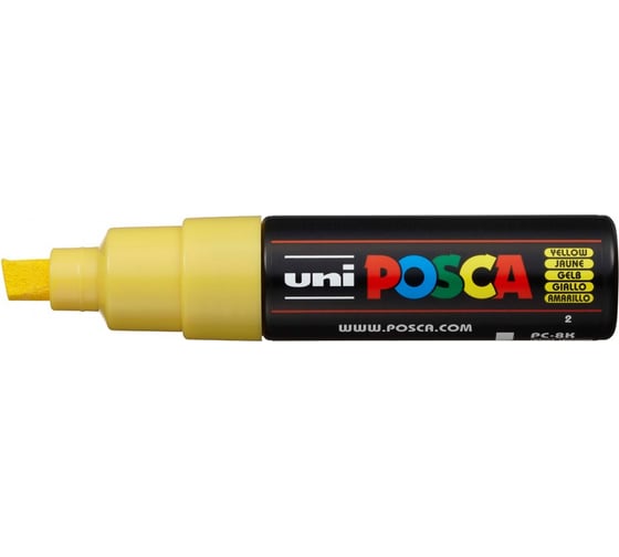 Художественный акриловый маркер UNI POSCA PC-8K, жёлтый, до 8.0 мм, скошенный наконечник 149319