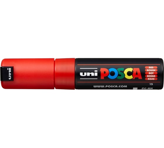 Художественный акриловый маркер UNI POSCA PC-8K, красный, до 8.0 мм, скошенный наконечник 149398 1