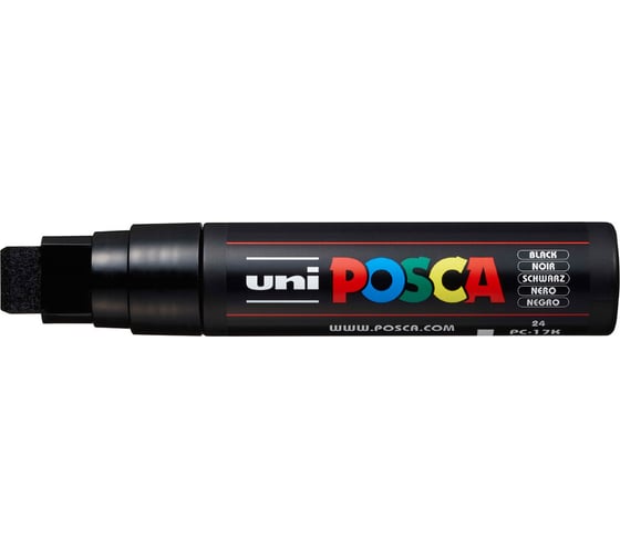 Художественный акриловый маркер UNI POSCA PC-17K, чёрный, 15 мм, клиновидный наконечник 149381