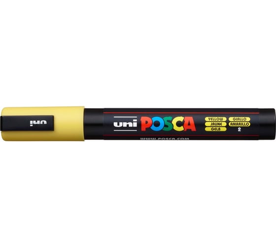 Художественный акриловый маркер UNI POSCA PC-5M, жёлтый, 1.8 - 2.5 мм 71186 1