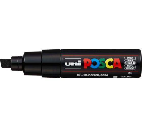 Художественный акриловый маркер UNI POSCA PC-8K, чёрный, до 8.0 мм, скошенный наконечник 149402
