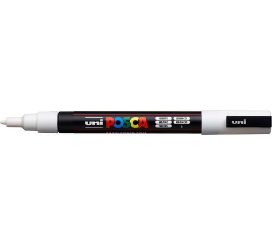 Художественный акриловый маркер UNI POSCA PC-3M, белый, 0.9 - 1.3 мм, пулевидный наконечник 149540