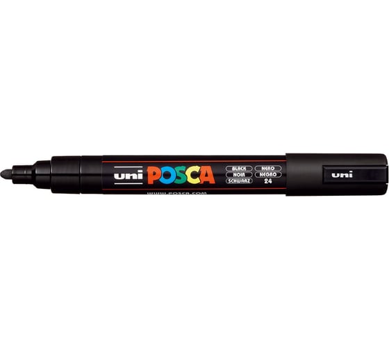 Художественный акриловый маркер UNI POSCA PC-5M, черный, 1.8 - 2.5 мм, пулевидный наконечник 149469