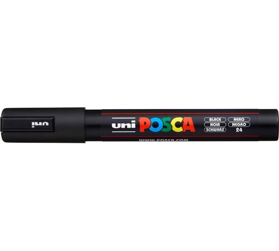 Художественный акриловый маркер UNI POSCA PC-5M, черный, 1.8 - 2.5 мм, пулевидный наконечник 149469