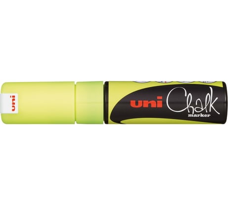 Художественный меловой маркер UNI Chalk PWE-8K, флуоресцентно-жёлтый, до 8.0 мм 69941
