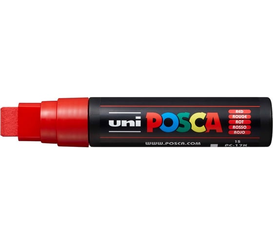 Художественный акриловый маркер UNI POSCA PC-17K, красный, 15 мм, клиновидный наконечник 149380 1