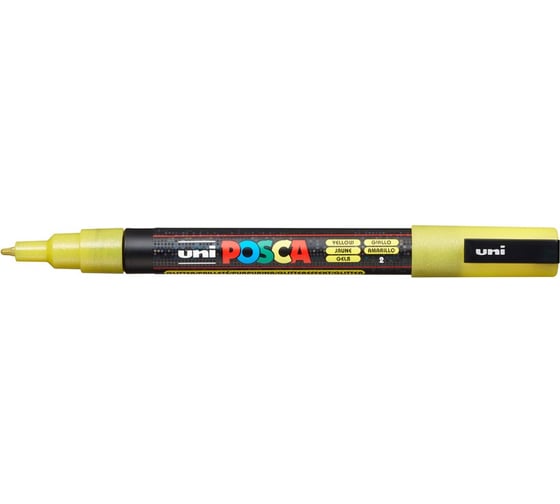 Художественный акриловый маркер UNI POSCA PC-3ML, жёлтый с блёстками, 0.9 - 1.3 мм 149455 1