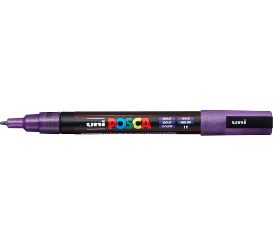Художественный акриловый маркер UNI POSCA PC-3ML, фиолетовый с блёстками, 0.9 - 1.3 мм 149537 1