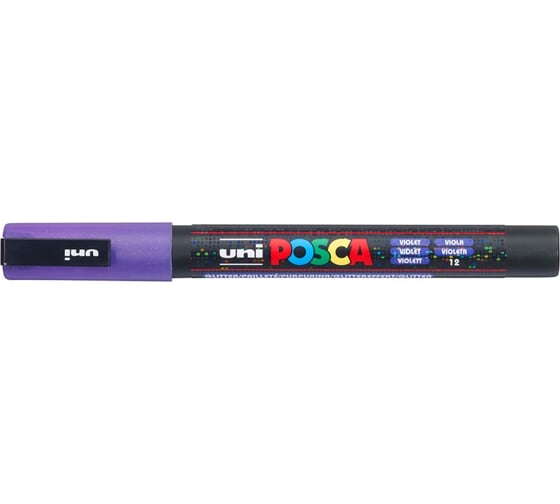 Художественный акриловый маркер UNI POSCA PC-3ML, фиолетовый с блёстками, 0.9 - 1.3 мм 149537