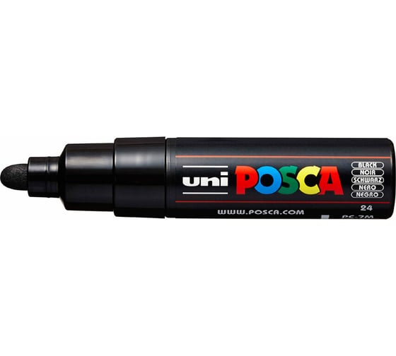 Художественный акриловый маркер UNI POSCA PC-7M, чёрный, 4.5 - 5.5 мм, пулевидный наконечник 149454
