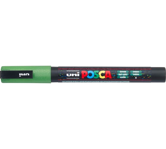 Художественный акриловый маркер UNI POSCA PC-3ML, зелёный с блёстками, 0.9 - 1.3 мм 149460