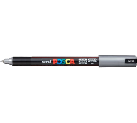 Художественный акриловый маркер UNI POSCA PC-1MR, серебряный, 0.7 мм, игольчатый наконечник 149674