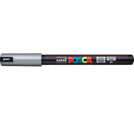 Художественный акриловый маркер UNI POSCA PC-1MR, серебряный, 0.7 мм, игольчатый наконечник 149674