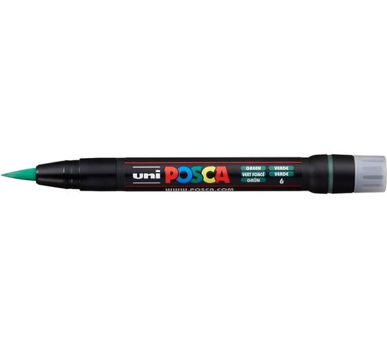 Художественный акриловый маркер UNI POSCA PCF-350, зелёный, кисть 149681