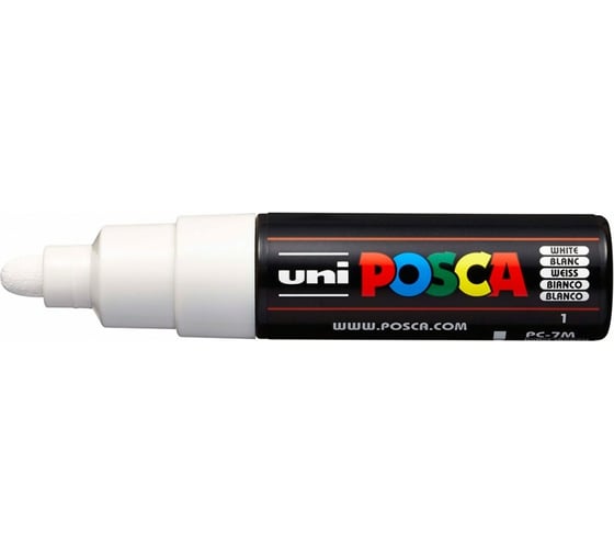 Художественный акриловый маркер UNI POSCA PC-7M, белый, 4.5 - 5.5 мм, пулевидный наконечник 149429 1