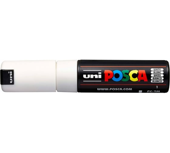 Художественный акриловый маркер UNI POSCA PC-7M, белый, 4.5 - 5.5 мм, пулевидный наконечник 149429