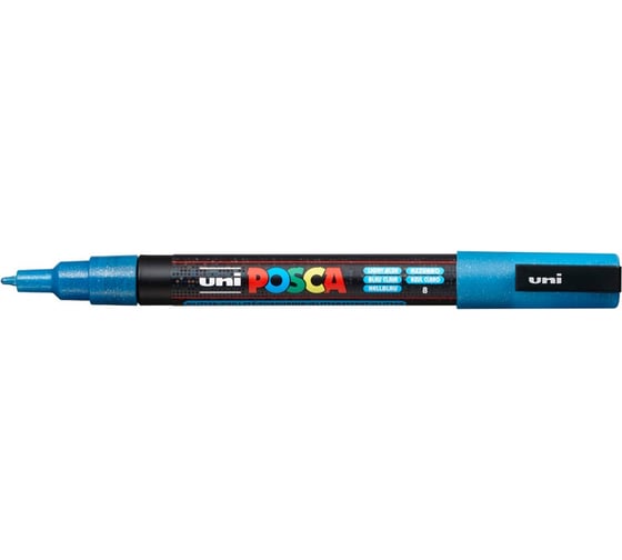 Художественный акриловый маркер UNI POSCA PC-3ML, голубой с блёстками, 0.9 - 1.3 мм 149462 1