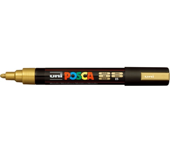 Художественный акриловый маркер UNI POSCA PC-5M, золотой, 1.8 - 2.5 мм 149470
