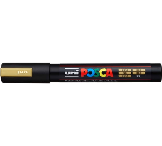 Художественный акриловый маркер UNI POSCA PC-5M, золотой, 1.8 - 2.5 мм 149470