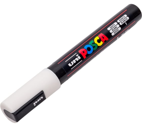 Художественный акриловый маркер UNI POSCA PC-5M, белый, 1.8 - 2.5 мм, пулевидный наконечник 71174