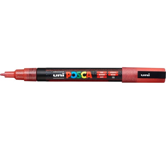 Художественный акриловый маркер UNI POSCA PC-3ML, красный с блёстками, 0.9 - 1.3 мм 149539 1
