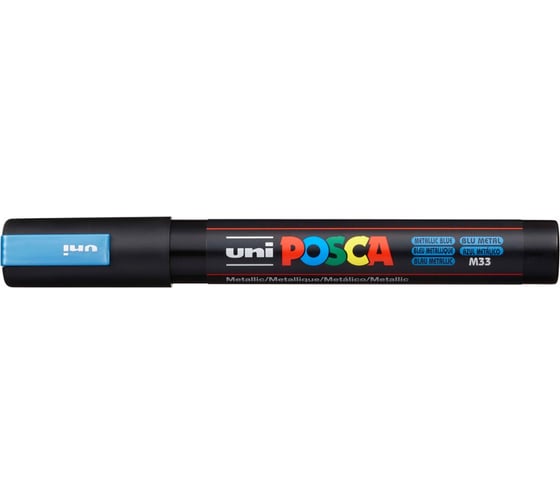 Художественный акриловый маркер UNI POSCA PC-5M, синий металлик, 1.8 - 2.5 мм 149526