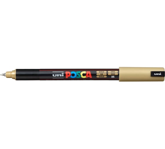 Художественный акриловый маркер UNI POSCA PC-1MR, золотой, 0.7 мм, игольчатый наконечник 149673