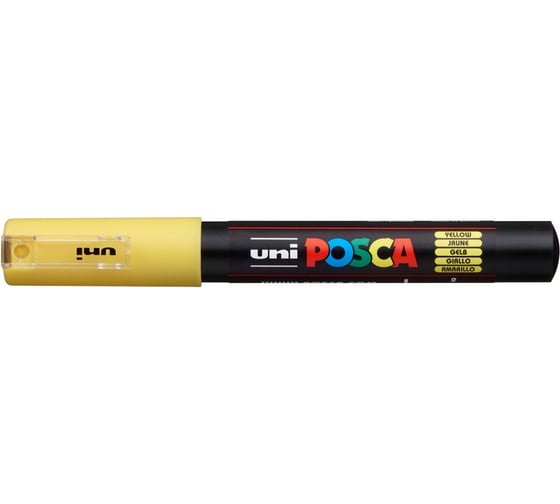 Художественный акриловый маркер UNI POSCA PC-1M, жёлтый, 0.7 мм, пулевидный наконечник 149575