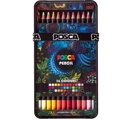 Цветные карандаши для художников UNI POSCA набор 36 цветов 163583