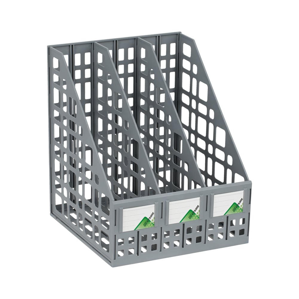 Вертикальный лоток для бумаг Стамм сборный, 3 отделения, серый ЛТ80 -  выгодная цена, отзывы, характеристики, фото - купить в Москве и РФ
