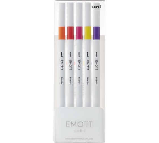Набор цветных линеров UNI EMOTT №2, 5 шт в наборе 163507