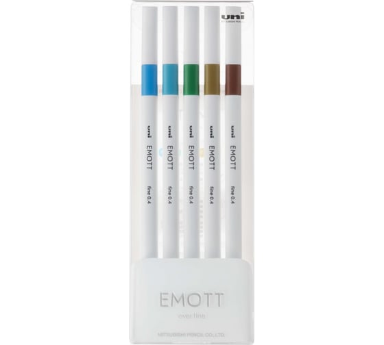 Набор цветных линеров UNI EMOTT №4, 5 шт в наборе 163508