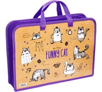 Папка с ручками на молнии ArtSpace Funny cat А4, пластик, 75 мм ПТ-14_4_29556