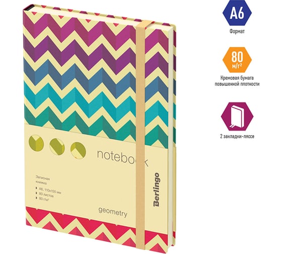 Записная книжка BERLINGO Geometry А6, 80 листов, кожзам, с рисунком NB0_92601
