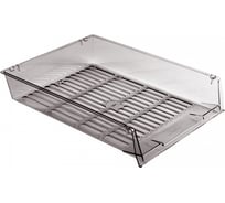 Горизонтальный лоток для бумаг Стамм Гранд сетчатый, тонированный серый ЛТ294